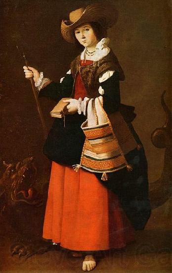 Francisco de Zurbaran Saint Margaret, dressed as a shepherdess. Spain oil painting art
